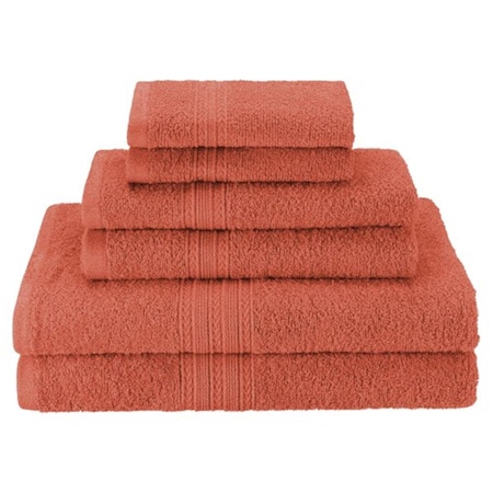 Superior Superior EF-6 PC SET CO Eco-Friendly 100 Percent Ringspun Cotton Towel Set - Coral; 6 Pieces EF-6 PC SET CO